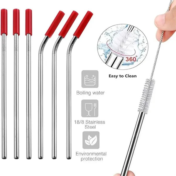 304 Drinking Sucker Sundaes Straw Drink Cold Beverage Metal