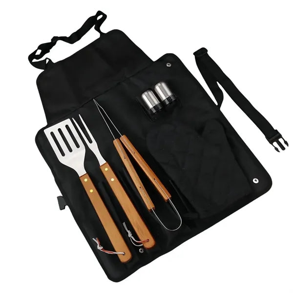 Set Multipurpose Tool Grilling for Outdoor Barbecue Wooden