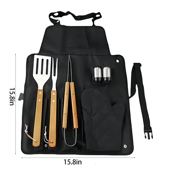 Set Multipurpose Tool Grilling for Outdoor Barbecue Wooden