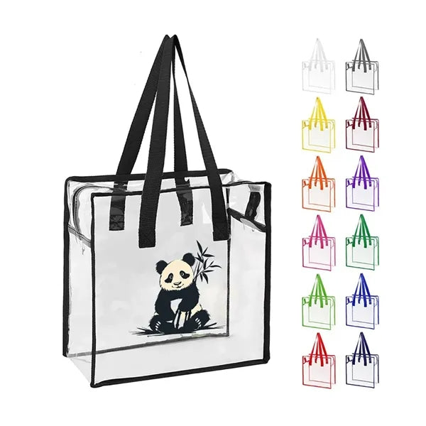 Clear Vinyl Stadium Compliant Zippered Tote Bag