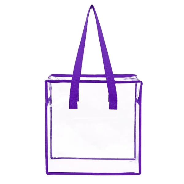 Clear Vinyl Stadium Compliant Zippered Tote Bag