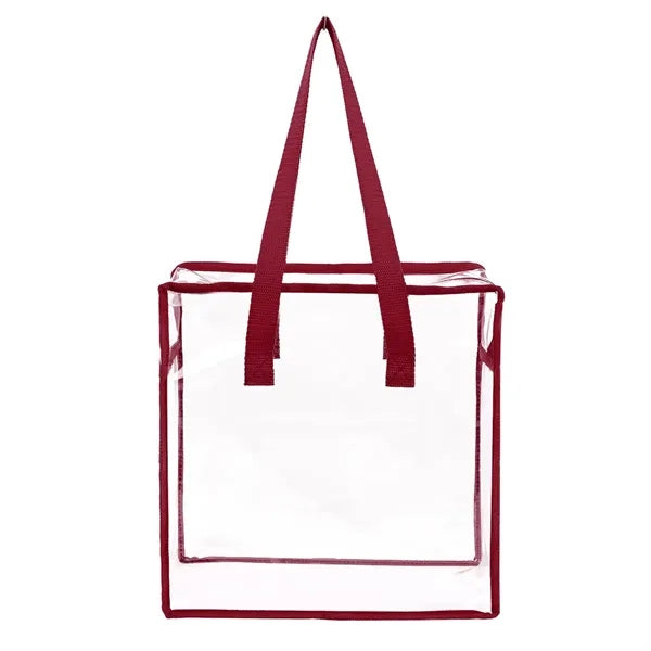 Clear Vinyl Stadium Compliant Zippered Tote Bag