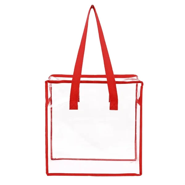 Clear Vinyl Stadium Compliant Zippered Tote Bag