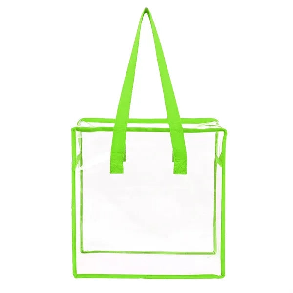 Clear Vinyl Stadium Compliant Zippered Tote Bag