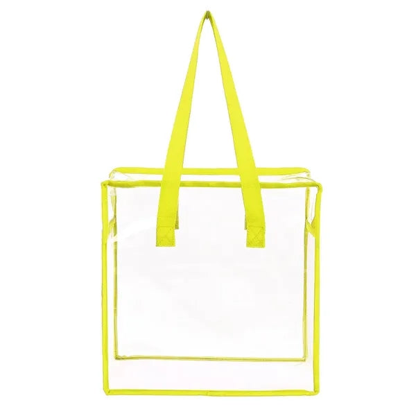 Clear Vinyl Stadium Compliant Zippered Tote Bag