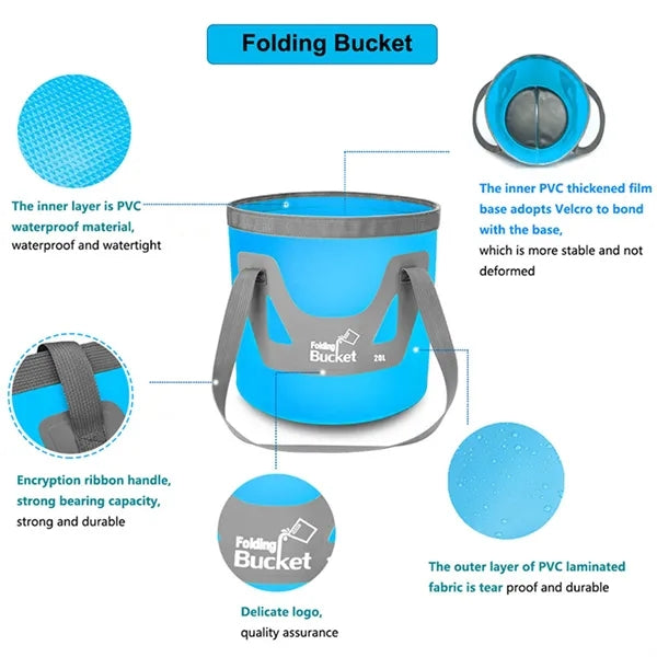 Collapsible Bucket with Handle Portable Folding Lightweight