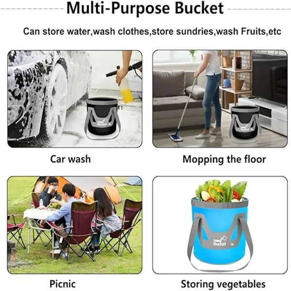 Collapsible Bucket with Handle Portable Folding Lightweight
