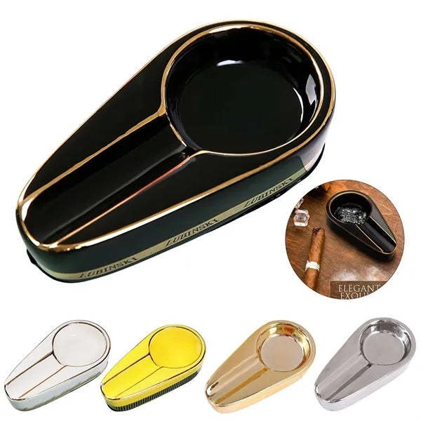 Cigar Ashtray Luxury Gilt Ceramic Portable Travel Ash Tray