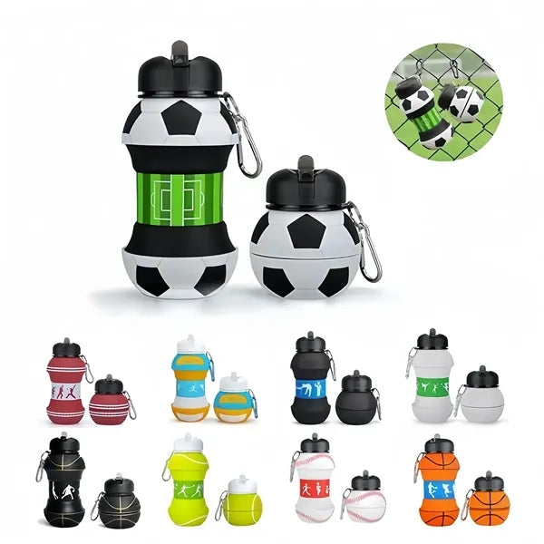 Collapsible BPA-Free Silicone Soccer Ball Water Bottle Kids