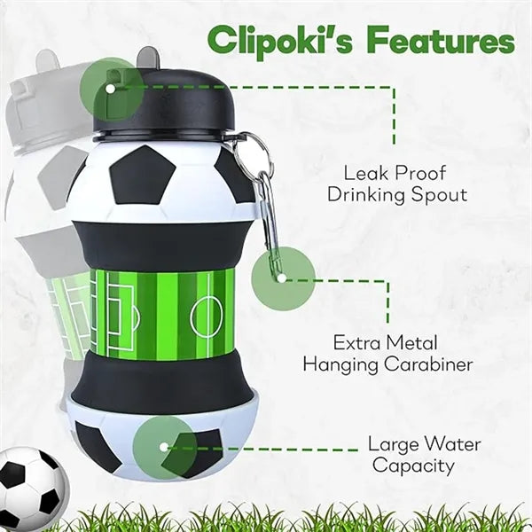 Collapsible BPA-Free Silicone Soccer Ball Water Bottle Kids