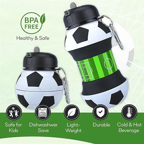 Collapsible BPA-Free Silicone Soccer Ball Water Bottle Kids