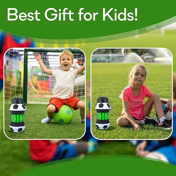 Collapsible BPA-Free Silicone Soccer Ball Water Bottle Kids