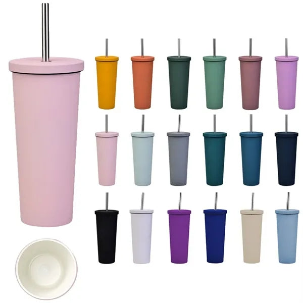 Insulated Tumbler with Lid and Straw Cold Cup 28 oz