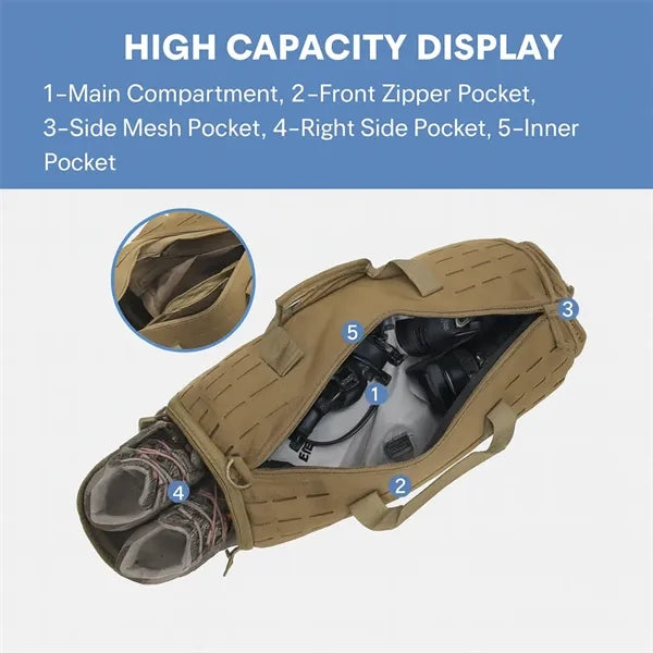 Tactical 40L Gym & Travel Duffel Bag with Shoe Compartment