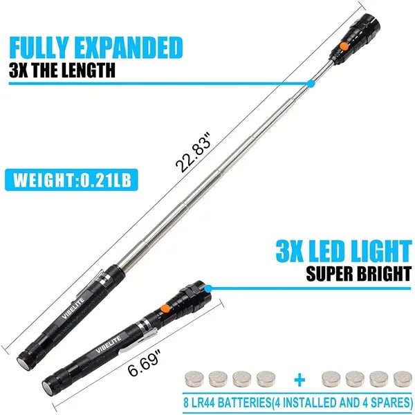 Magnetic Head Rotatable LED Torch/Pick Up Tool