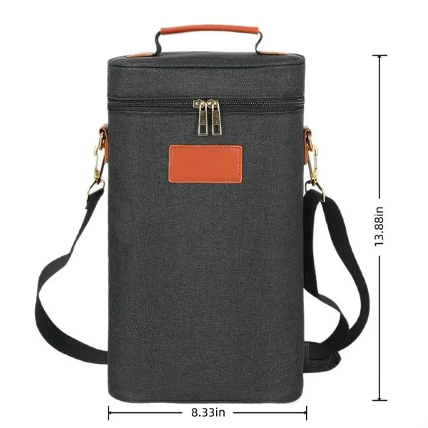Insulated Two-Bottle Wine Cooler Tote for Outdoor Events