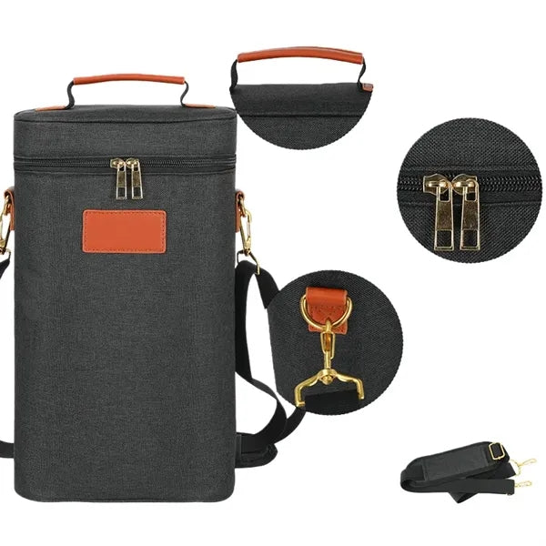 Insulated Two-Bottle Wine Cooler Tote for Outdoor Events