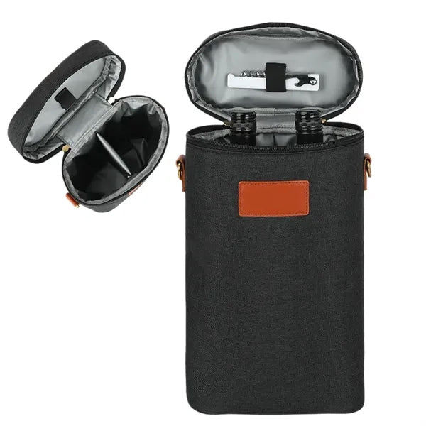 Insulated Two-Bottle Wine Cooler Tote for Outdoor Events