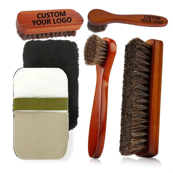 3-Piece Horsehair Shoe Cleaning Brush Set