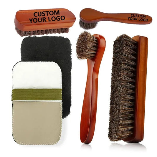 3-Piece Horsehair Shoe Cleaning Brush Set