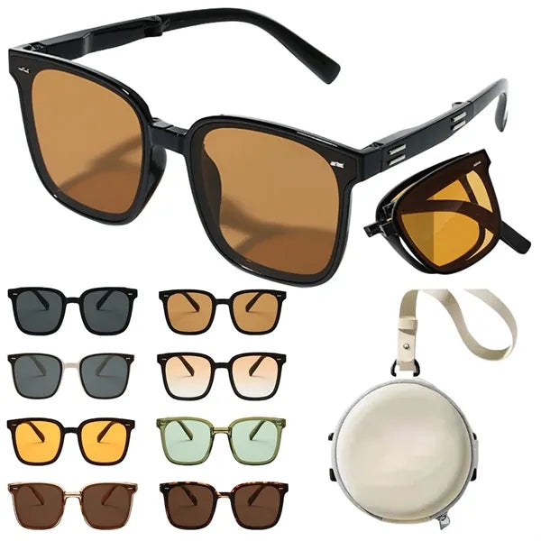 Folding Polarized UV Sunglasses for Travel With Bag