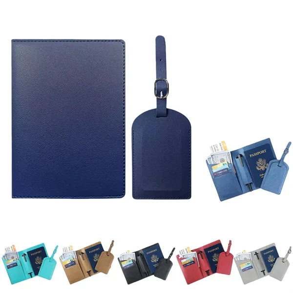 PU Leather Passport Covers Holder Luggage Tag Card Protector