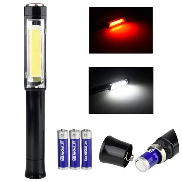 COB LED Work Flashlight with Magnetic Pen Light Inspection