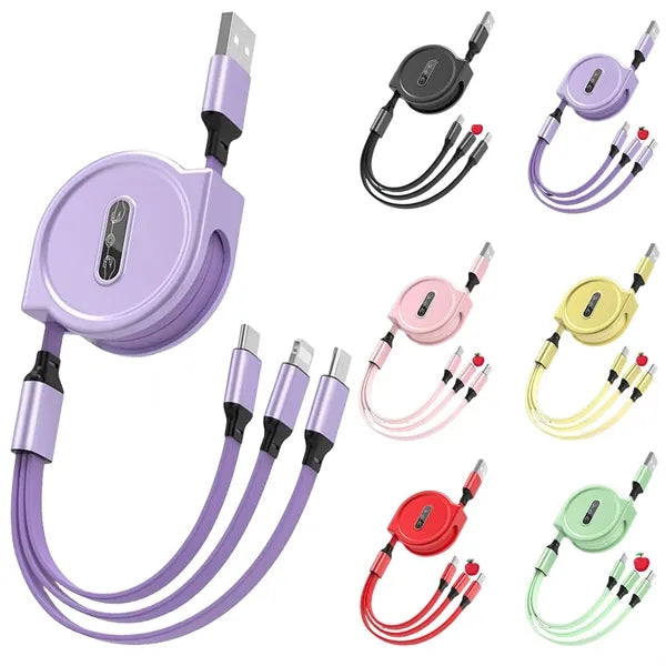 Retractable Multiple Charging Cable 3 in 1 With USB Port