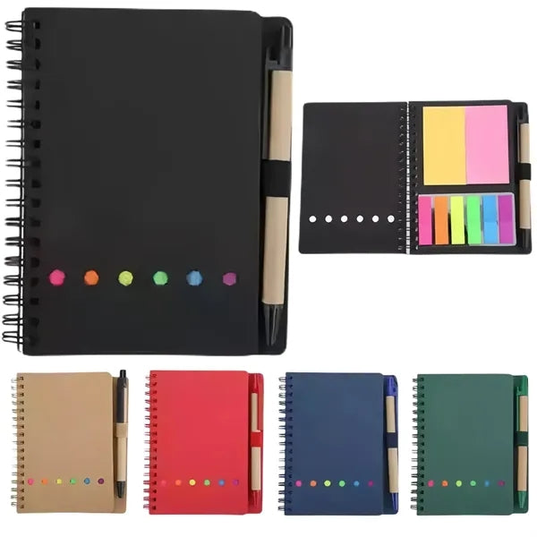 Lined Spiral Notebook With Pen Sticky Notes