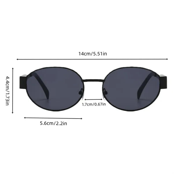 Retro Oval UV400 Metal Frame Sunglasses