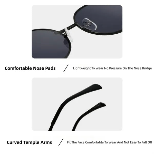 Retro Oval UV400 Metal Frame Sunglasses