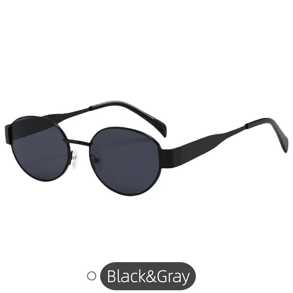 Retro Oval UV400 Metal Frame Sunglasses