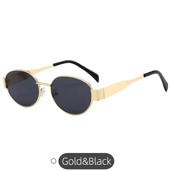 Retro Oval UV400 Metal Frame Sunglasses