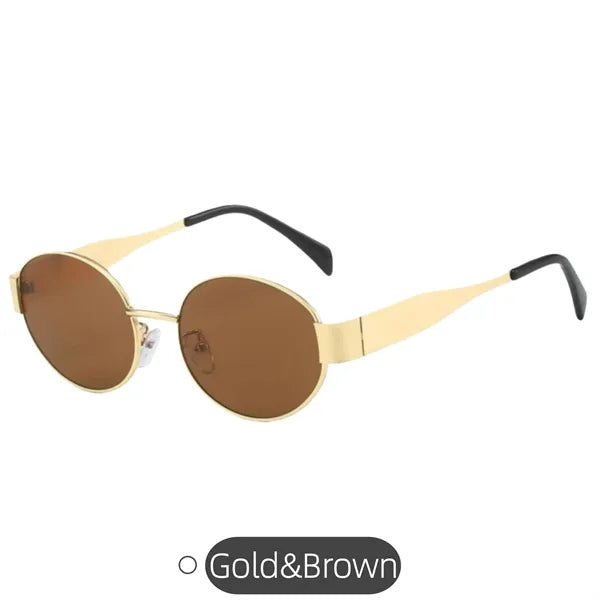 Retro Oval UV400 Metal Frame Sunglasses