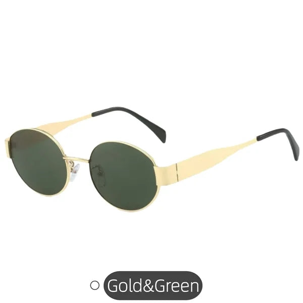 Retro Oval UV400 Metal Frame Sunglasses