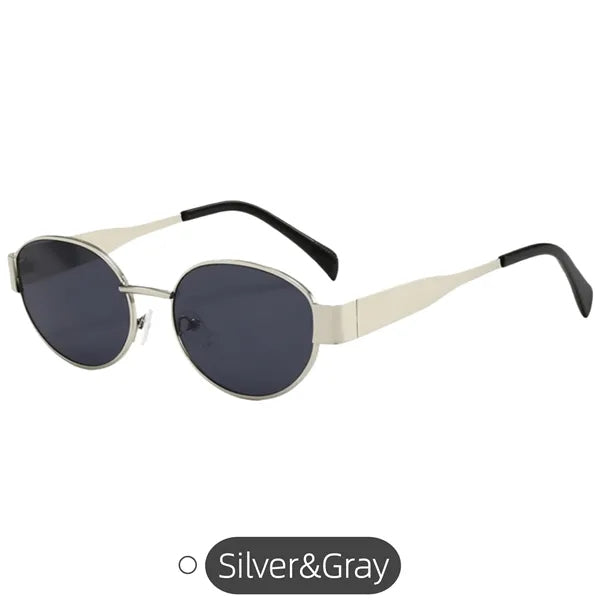 Retro Oval UV400 Metal Frame Sunglasses