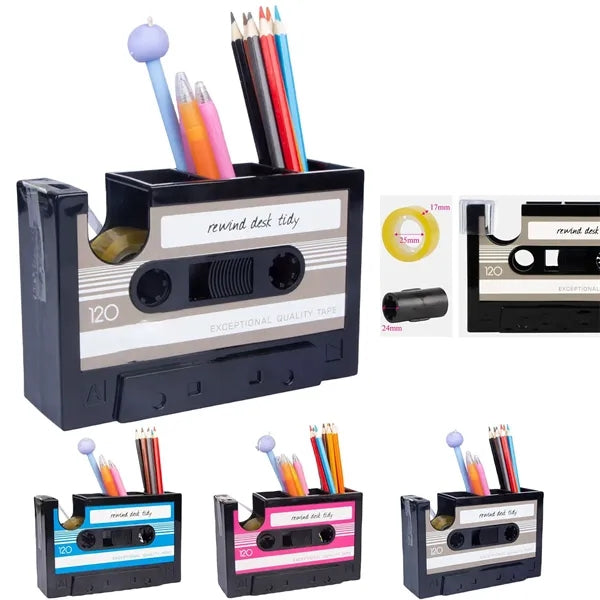Cassette Tape Dispenser Pen Holder