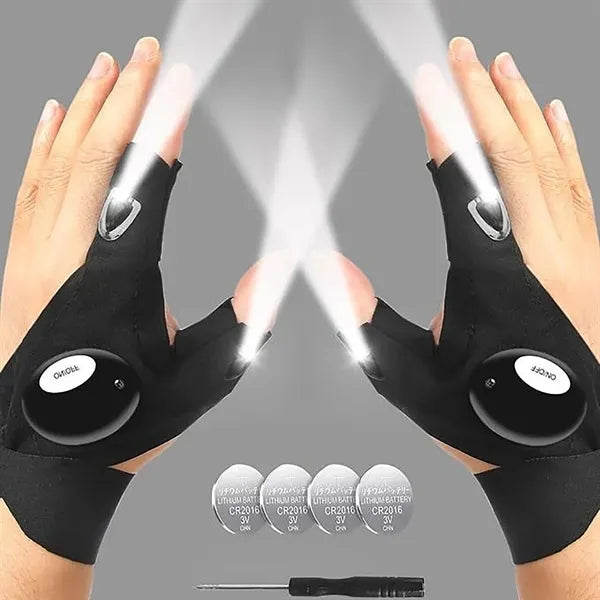 LED Flashlight Gloves Finger Lights Fishing Repairing Gadget