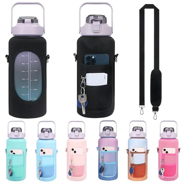 64oz With Strap Leakproof Half Gallon Water Bottle Sleeve