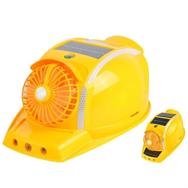 Ventilating Hard Hat Solar Power Double Fan With Light