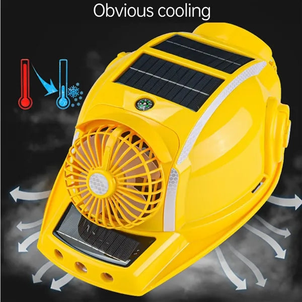 Ventilating Hard Hat Solar Power Double Fan With Light