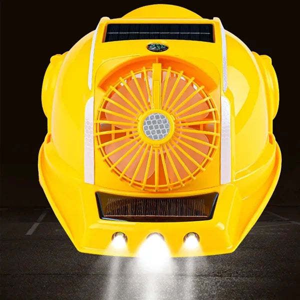 Ventilating Hard Hat Solar Power Double Fan With Light