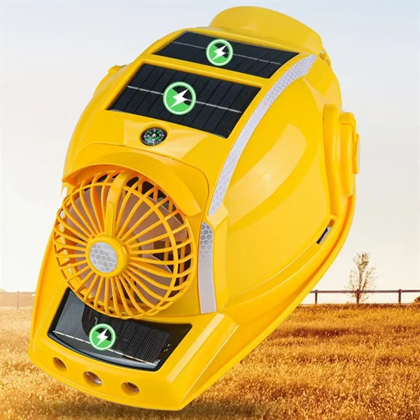 Ventilating Hard Hat Solar Power Double Fan With Light