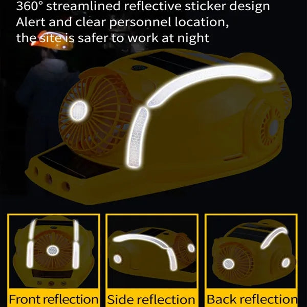 Ventilating Hard Hat Solar Power Double Fan With Light