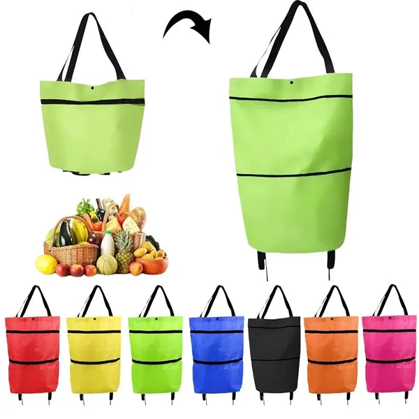 Trolley Folding Shopping Bag Collapsible Cart With Wheels