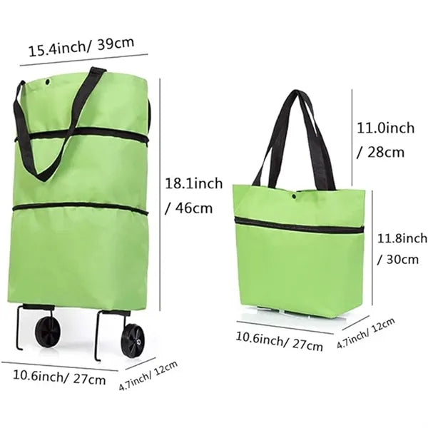 Trolley Folding Shopping Bag Collapsible Cart With Wheels