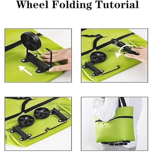 Trolley Folding Shopping Bag Collapsible Cart With Wheels