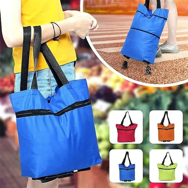 Trolley Folding Shopping Bag Collapsible Cart With Wheels