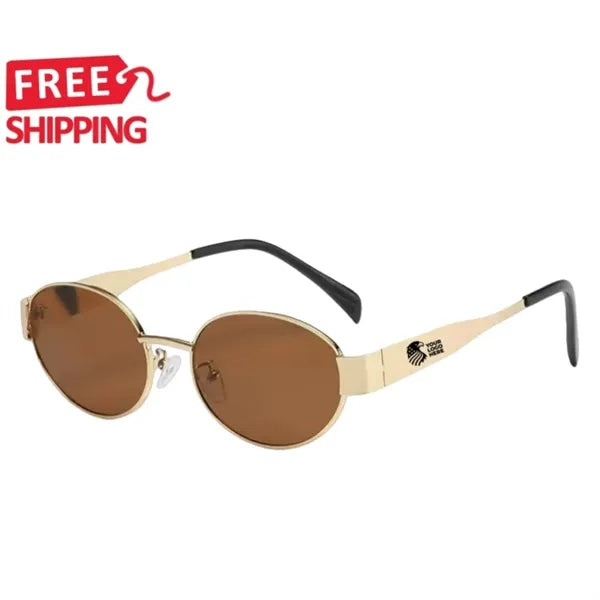 Retro Small Oval Gold Sunglasses Men Women
