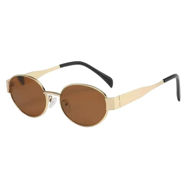 Retro Small Oval Gold Sunglasses Men Women